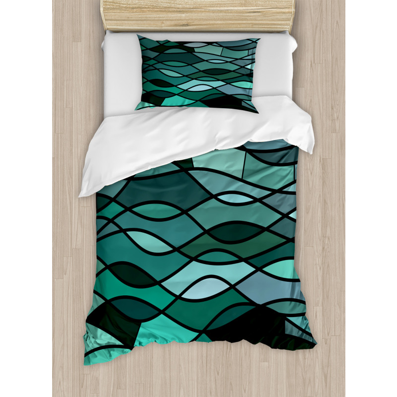 Mosaic Sea Waves Inspired Duvet Cover Set