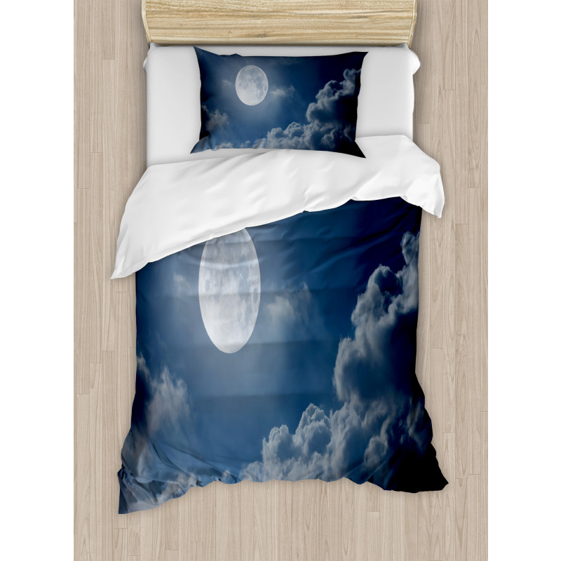 Night Skyline Full Moon Duvet Cover Set