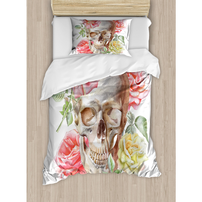 Tender Bloom Skull Duvet Cover Set