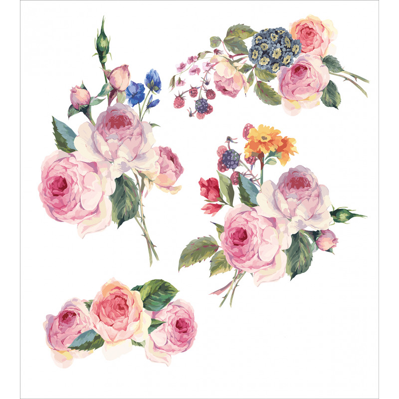 English Wild Roses Bouquet Duvet Cover Set