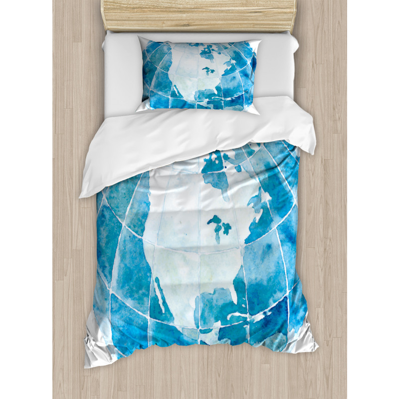 Watercolor North America Duvet Cover Set