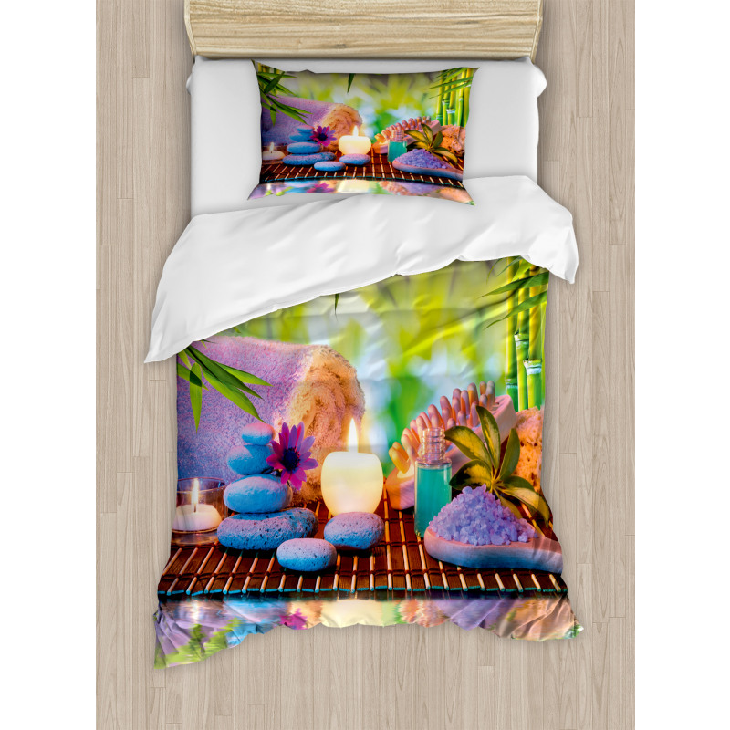 Stones with Candles Yoga Duvet Cover Set