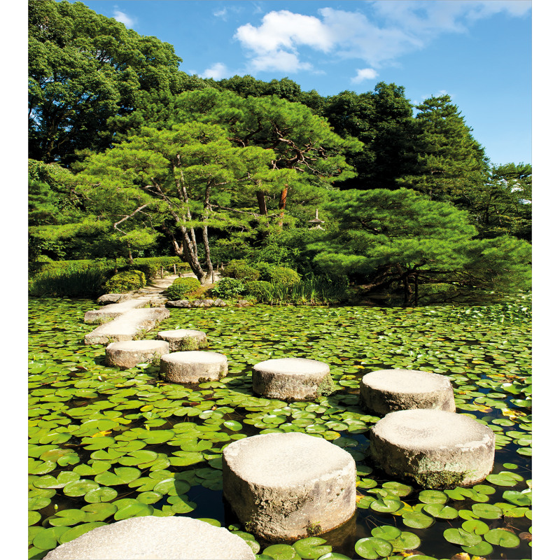Japanese Stone Path Lotus Duvet Cover Set