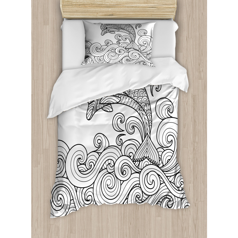 Nautical Zentangle Wave Duvet Cover Set