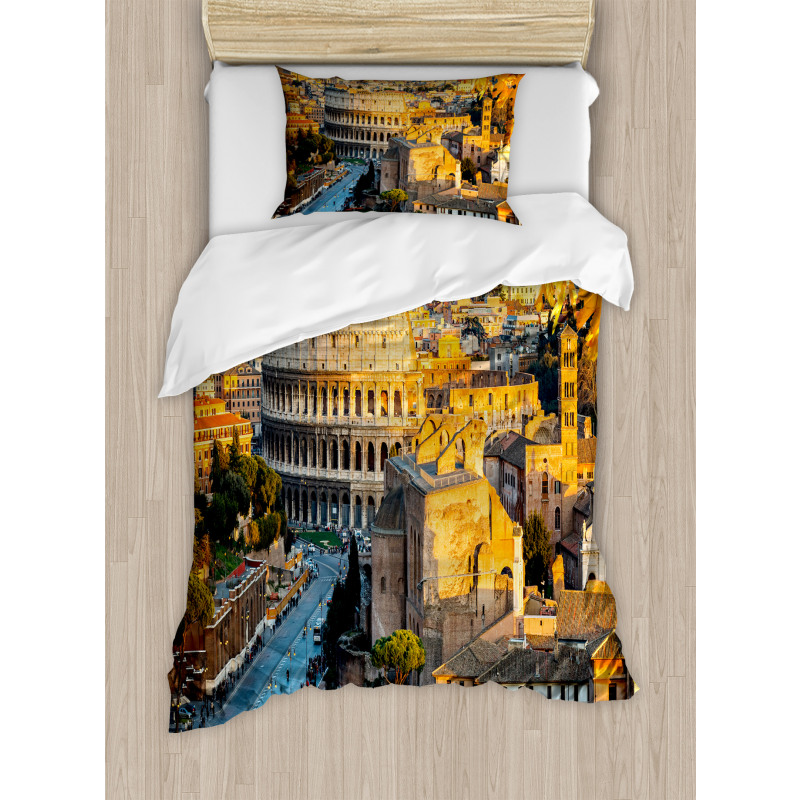 Colosseum View in Rome Duvet Cover Set