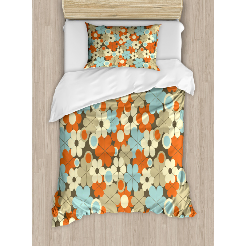 Retro Simple Flowers Duvet Cover Set