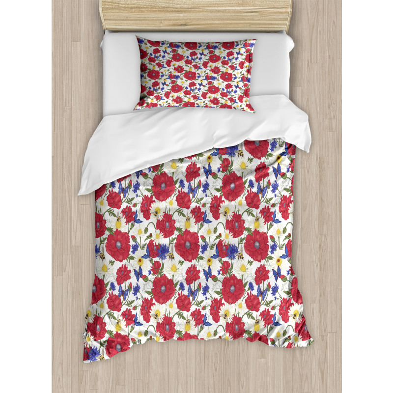 Blooming Red Poppies Duvet Cover Set