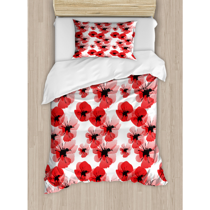 Poppies Vibrant Colors Duvet Cover Set