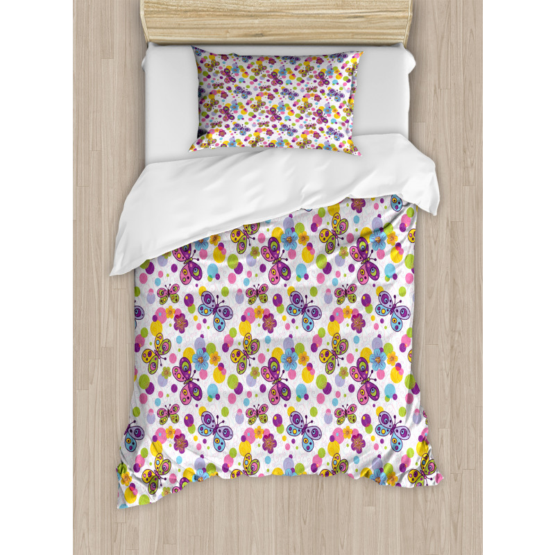 Vibrant Flora Dots Duvet Cover Set