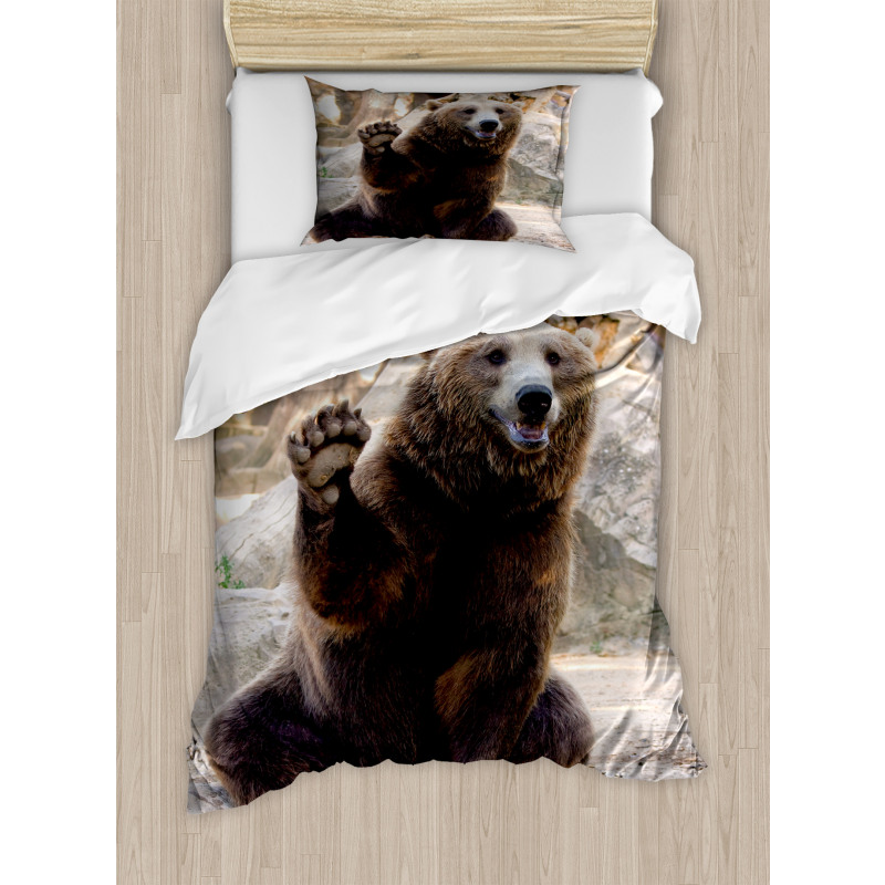 Friendly Animal Waving Paw Duvet Cover Set