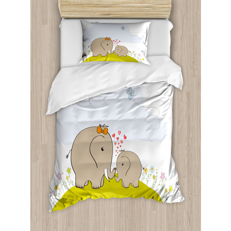 Mother Baby Elephant Duvet Cover Set