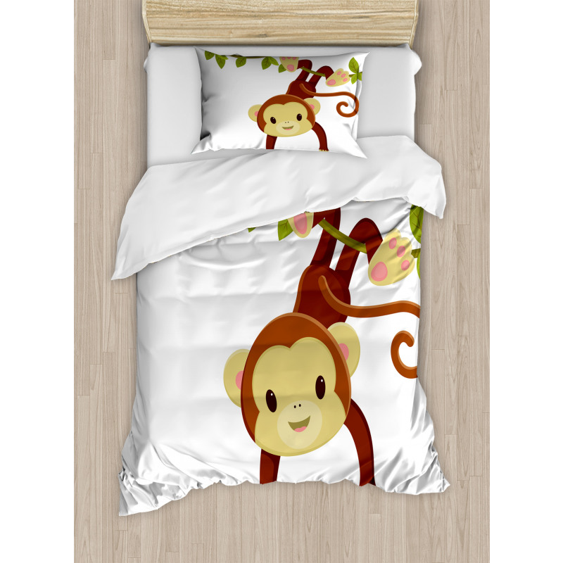 Cartoon Monkey on Liana Duvet Cover Set