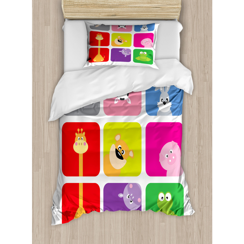 Cartoon Colorful Frames Duvet Cover Set