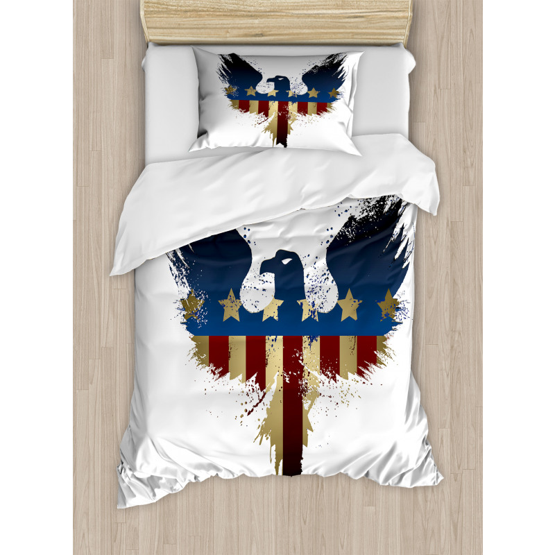 USA Flag Bird Silhouette Duvet Cover Set