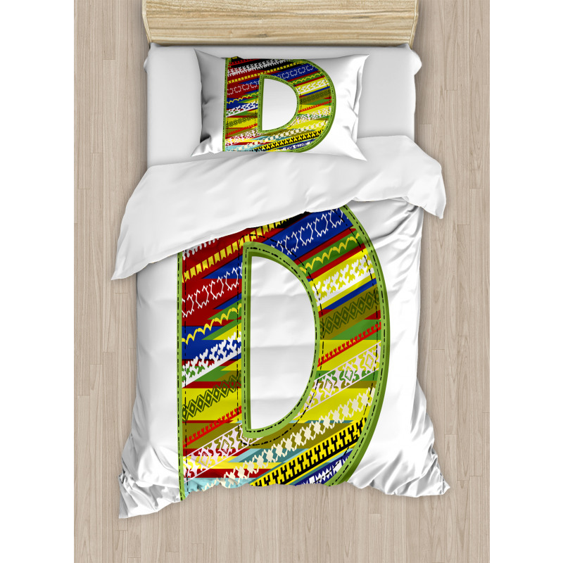 Letter Ornament Retro Duvet Cover Set