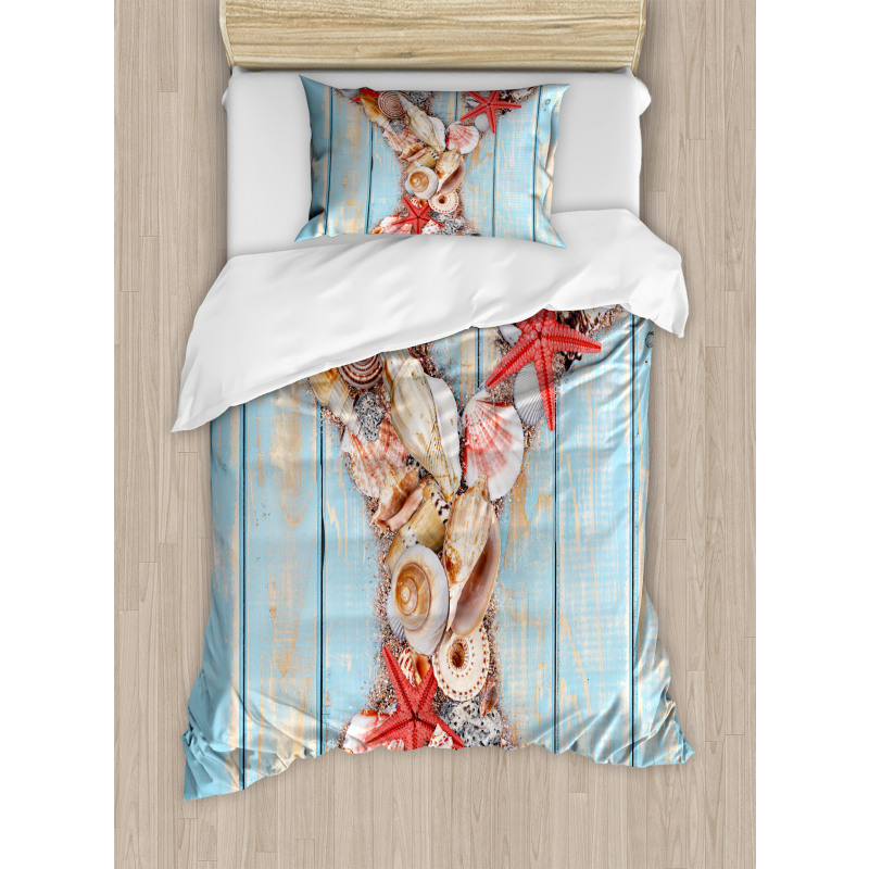 Aqua Typography Design Duvet Cover Set