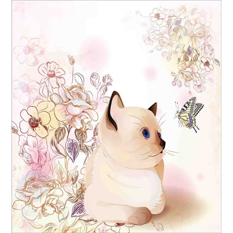 Pastel Kitty and Butterflies Duvet Cover Set
