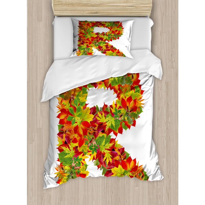 Floral R Maple Leaves Duvet Cover Set