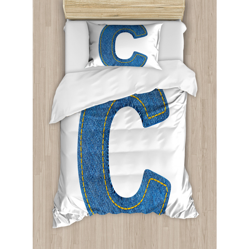 Writing Systems Denim Duvet Cover Set