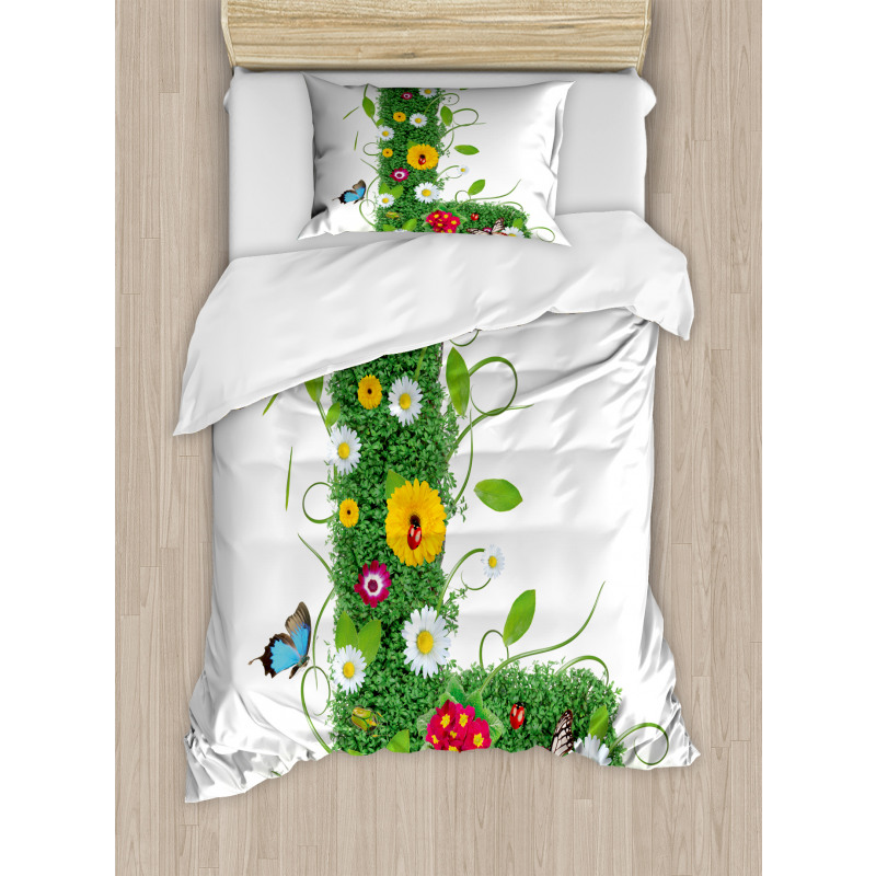 Flower Themed Image L Duvet Cover Set