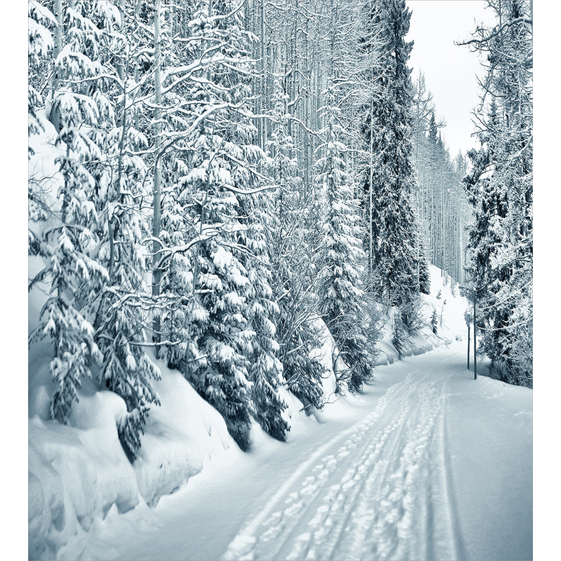 Ski Theme Snowy Road Duvet Cover Set