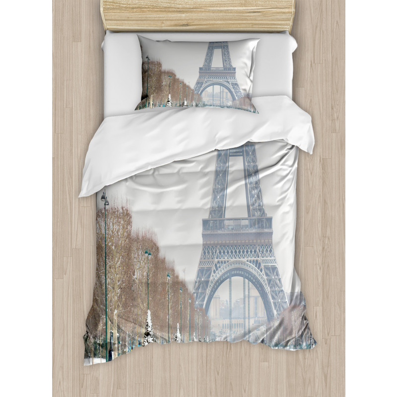 Eiffel Tower in Snow Duvet Cover Set