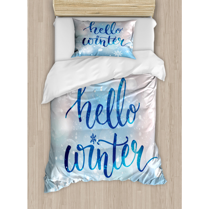 Hello Winter Words Snow Duvet Cover Set