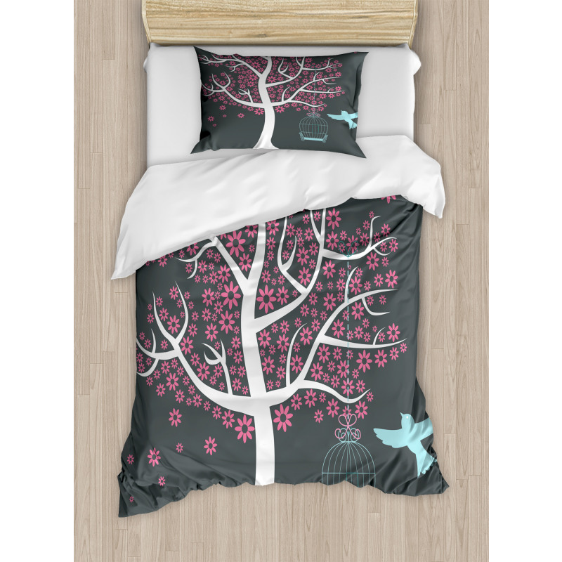 Tree Bitd Cage Leaves Duvet Cover Set