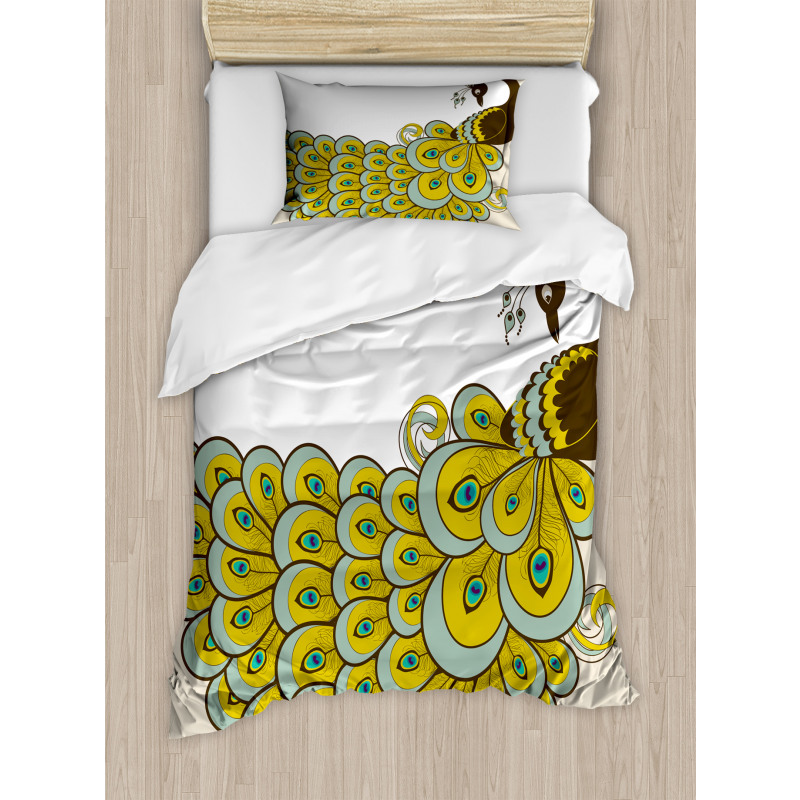 Peacock with Vivid Tail Duvet Cover Set