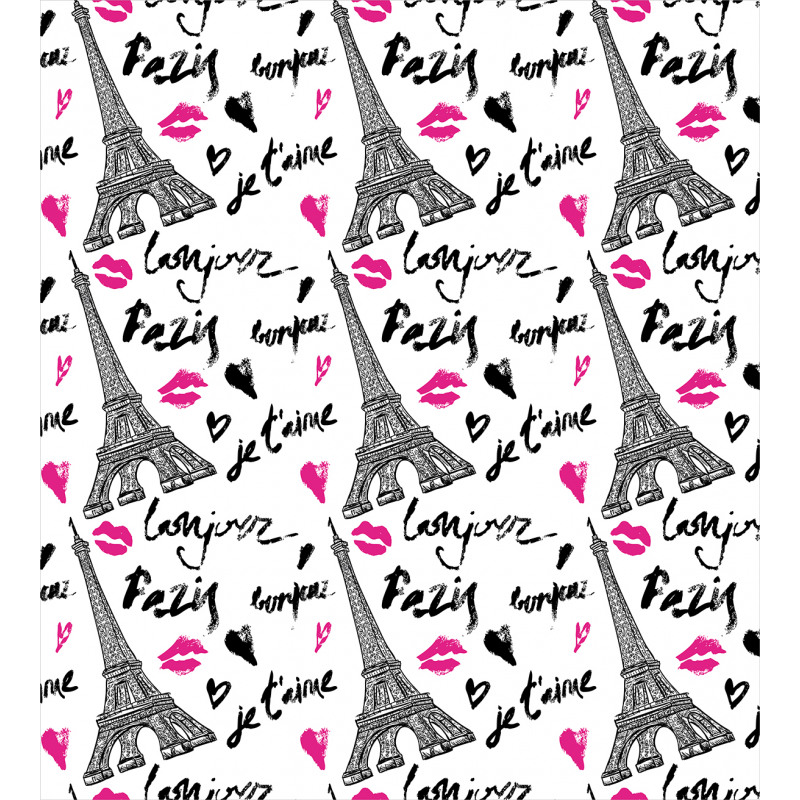 Pink Kiss Eiffel Love Duvet Cover Set