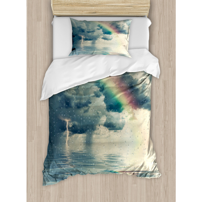 Romantic Water Drops Rainbow Duvet Cover Set