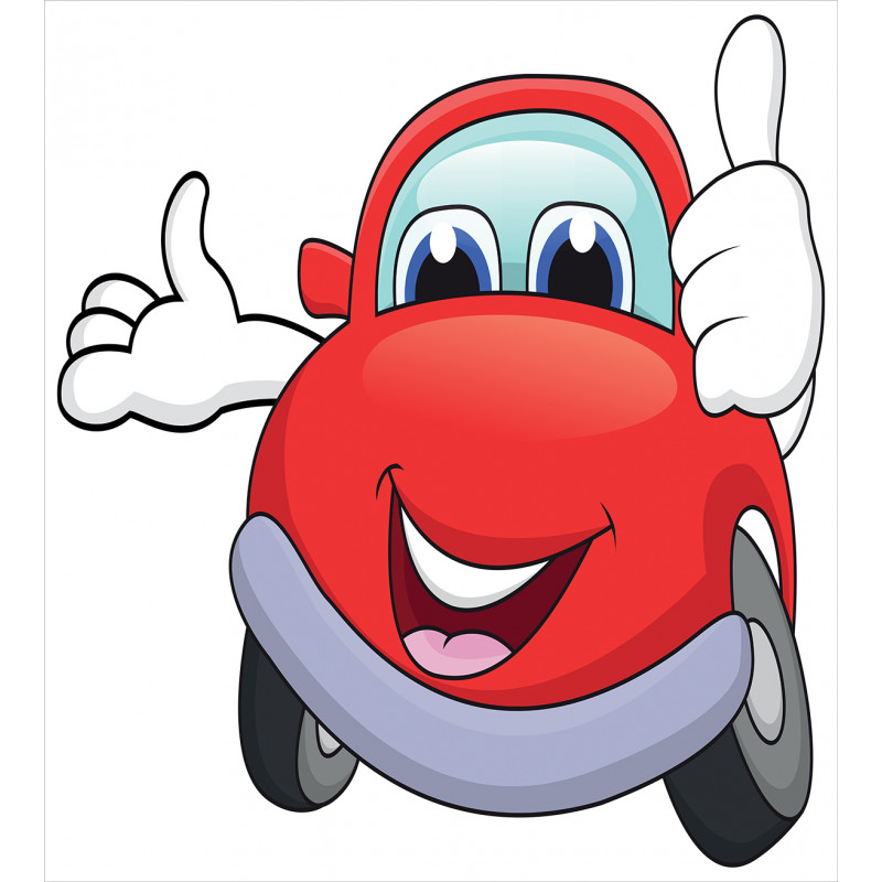 Cartoon Red Vehicle Happy Duvet Cover Set
