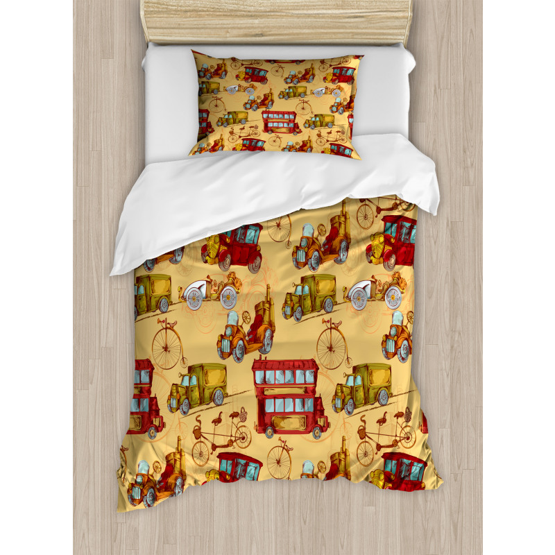 Steampunk Vintage Vehicle Duvet Cover Set