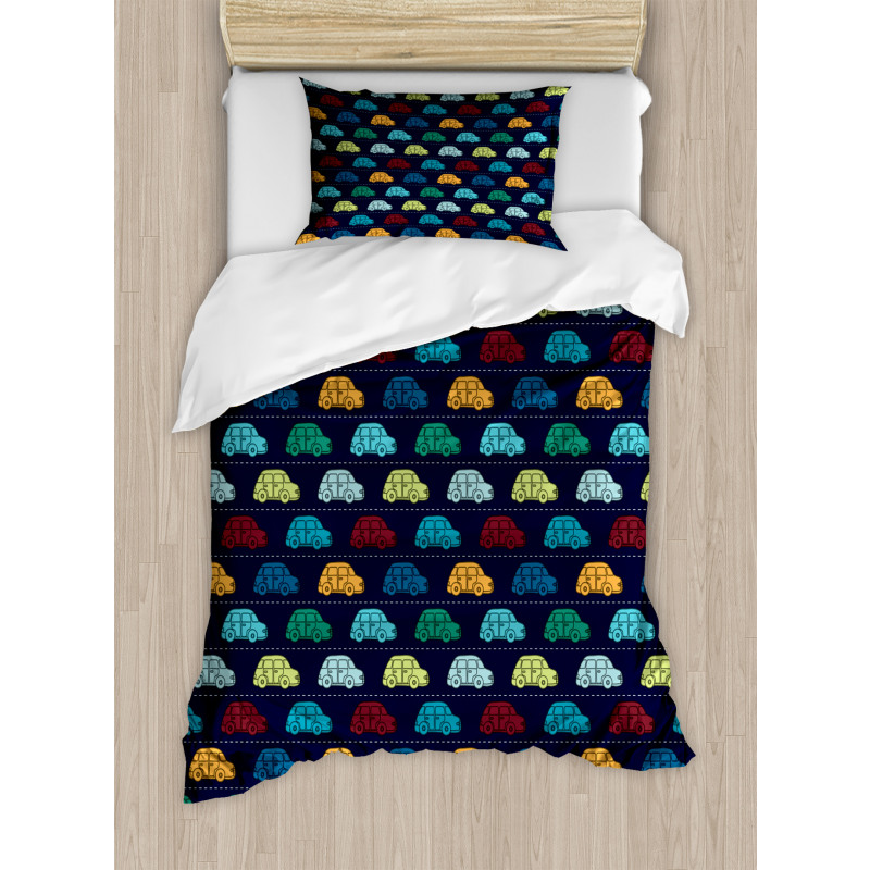 Mini Retro Vehicle on Road Duvet Cover Set