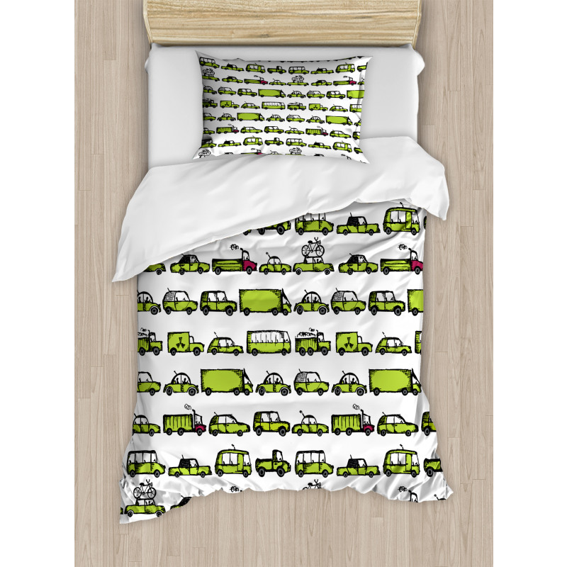 Sedans Bus Traveling Theme Duvet Cover Set