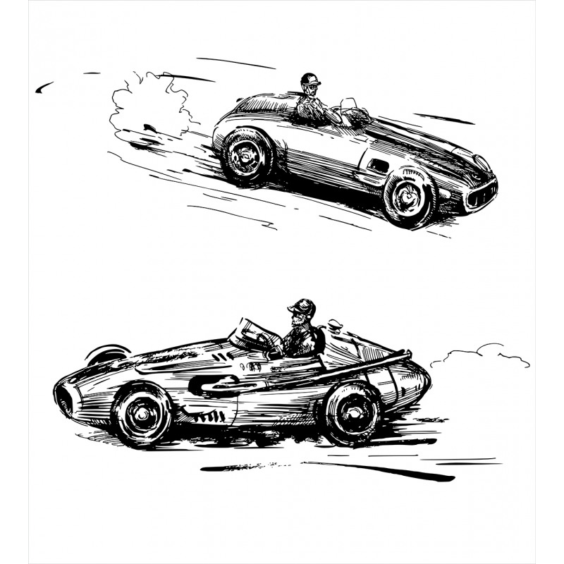 Racing Vehicles Sketch Duvet Cover Set