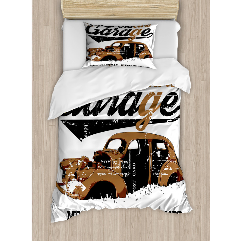 Old Garage Auto Repair Duvet Cover Set