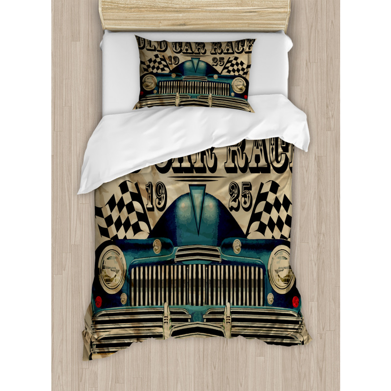 Traditional Old Race Car Duvet Cover Set