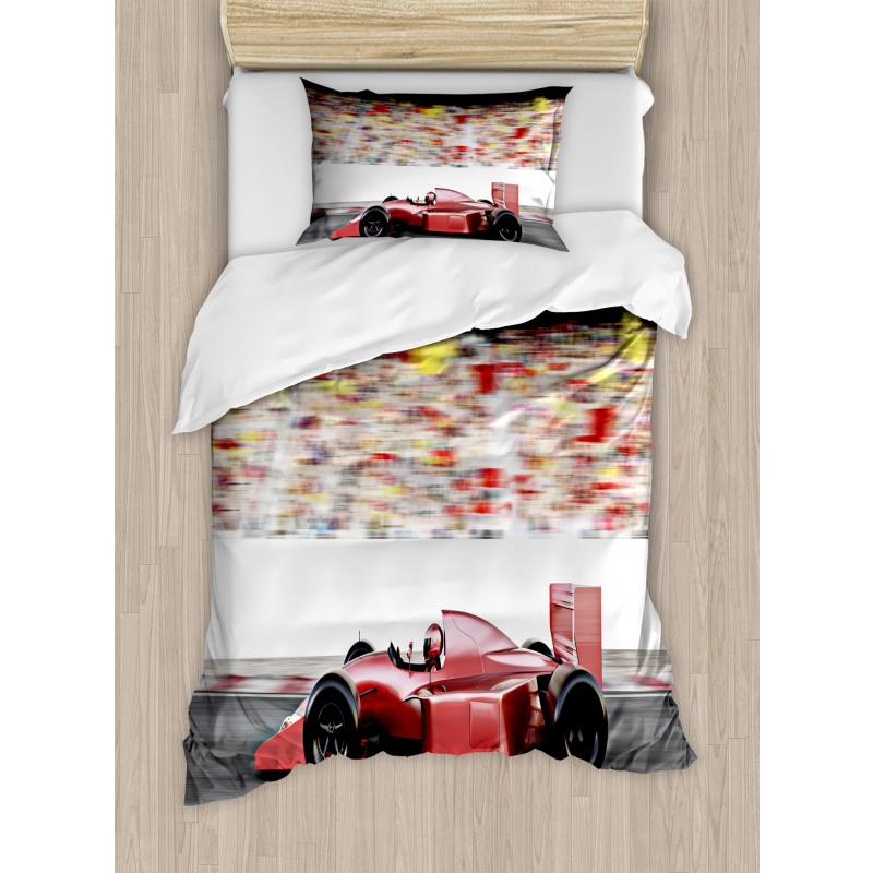 Red Race Car Side View Duvet Cover Set