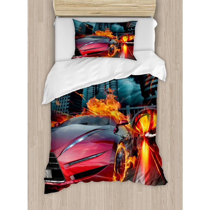 Red Hot Concept Car Flames Duvet Cover Set