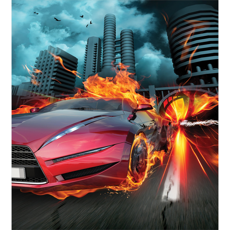 Red Hot Concept Car Flames Duvet Cover Set