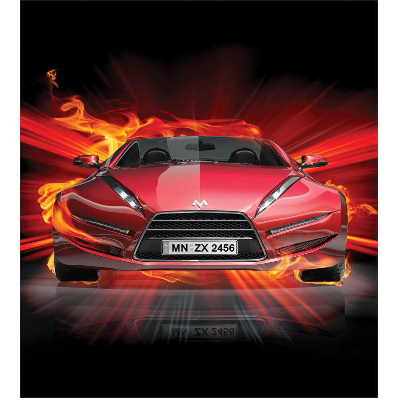 Fire Car Speeding Flames Duvet Cover Set