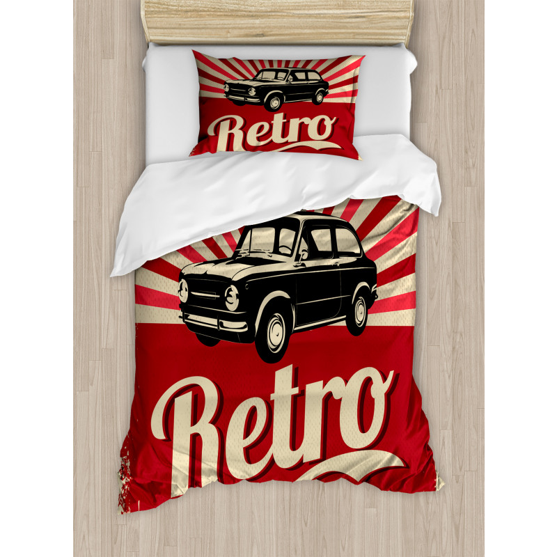 Retro Poster Style Vehicle Duvet Cover Set