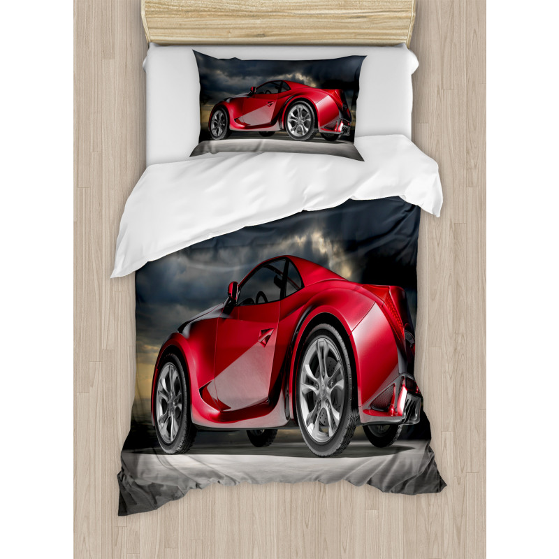 Modern Red Sports Vehicle Duvet Cover Set