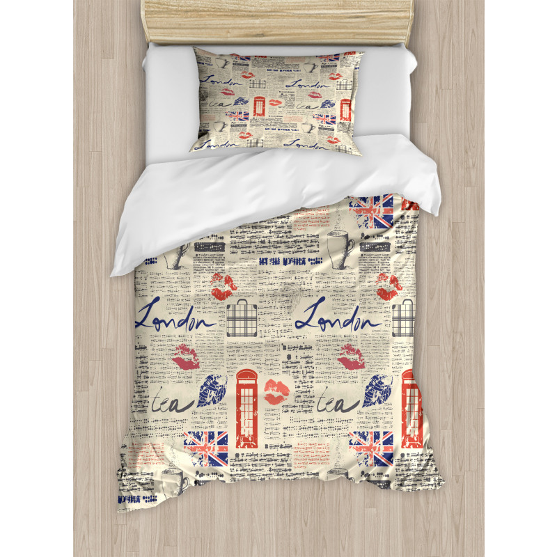 Newspaper Kiss Marks Duvet Cover Set