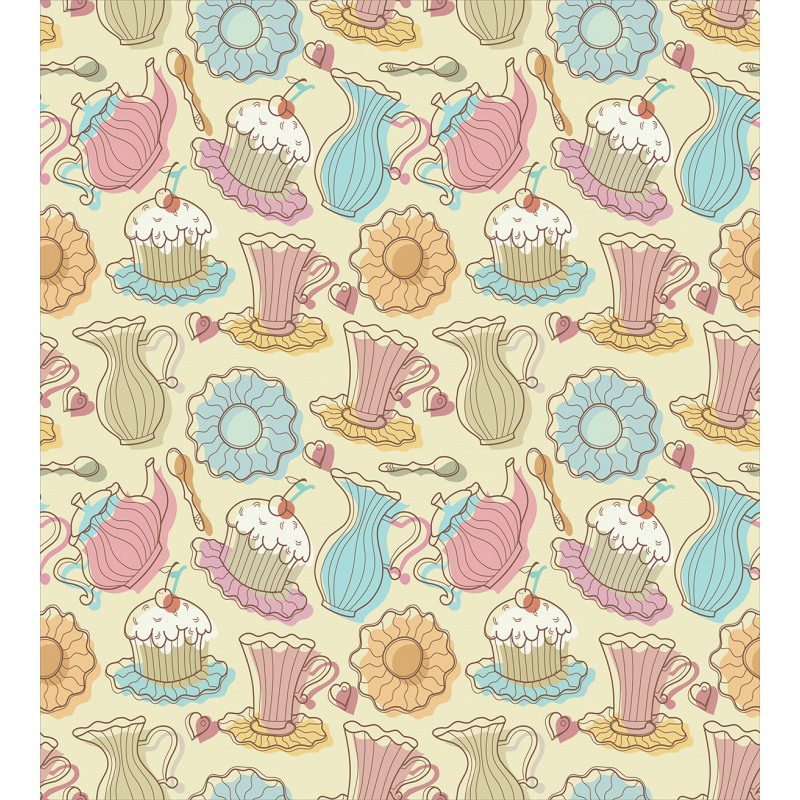 Retro Cupcakes Mugs Duvet Cover Set