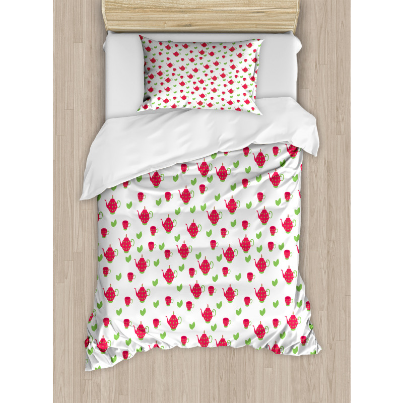 Teapots Polka Dots Duvet Cover Set