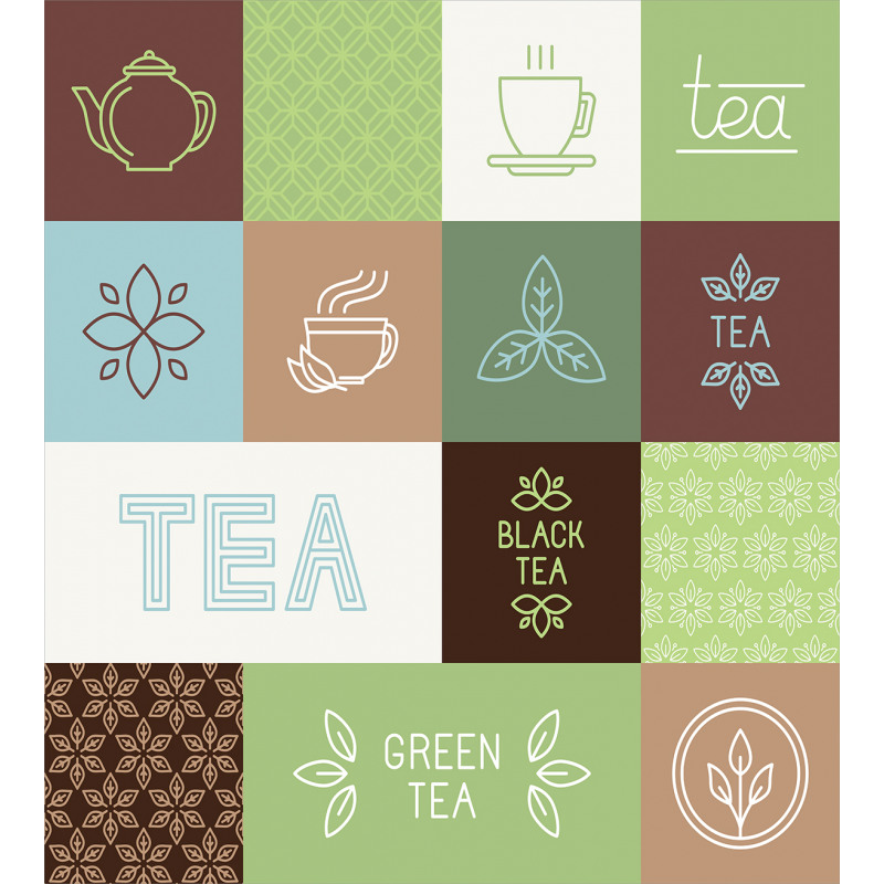 Checkered Tea Images Duvet Cover Set