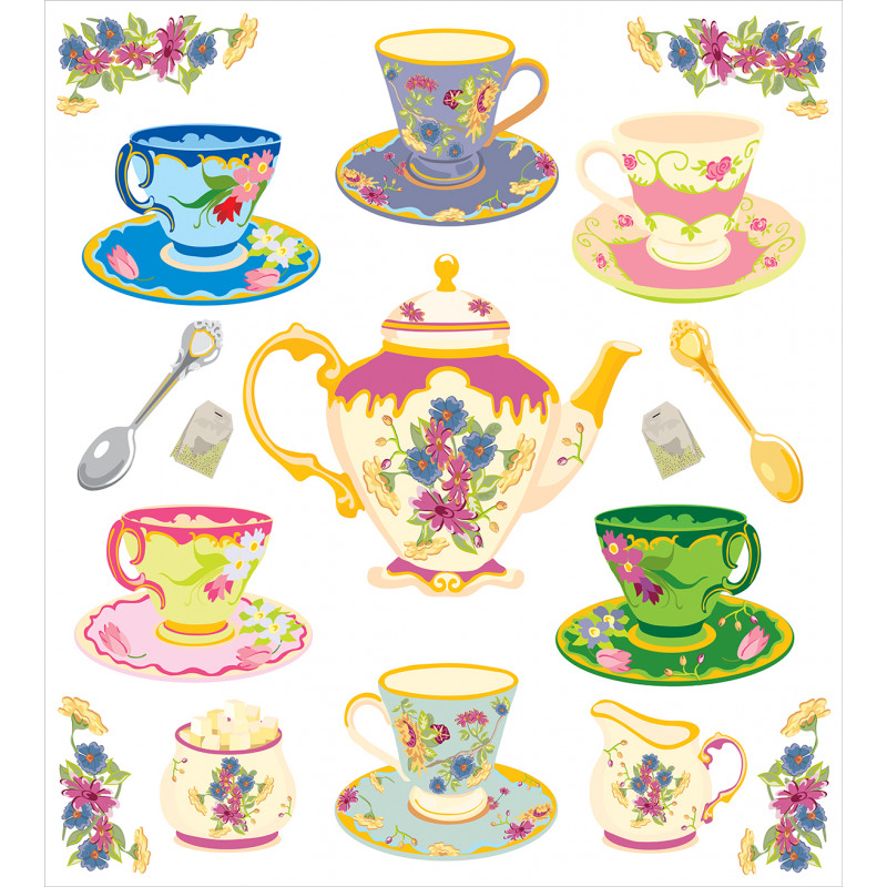 Vivid Teacups Sweets Duvet Cover Set