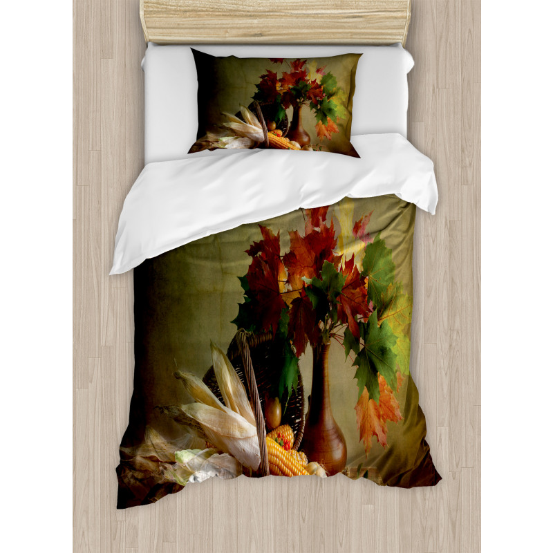 Fall Vegetables Leaves Duvet Cover Set